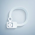 Paper cut Bicycle lock U shaped industrial icon isolated on grey background. Paper art style. Vector Royalty Free Stock Photo
