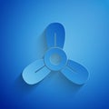 Paper cut Boat propeller, turbine icon isolated on blue background. Paper art style. Vector Royalty Free Stock Photo