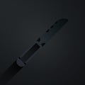 Paper cut Bread knife icon isolated on black background. Cutlery symbol. Paper art style. Vector Royalty Free Stock Photo