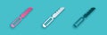 Paper cut Bread knife icon isolated on blue background. Cutlery symbol. Paper art style. Vector Royalty Free Stock Photo