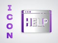 Paper cut Browser help icon isolated on grey background. Internet communication protocol. Paper art style. Vector Royalty Free Stock Photo
