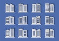 Paper cut buildings and bank set on background, Hand made origami company and office collection Royalty Free Stock Photo