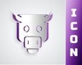 Paper cut Bull market icon isolated on grey background. Financial and stock investment market concept. Paper art style Royalty Free Stock Photo