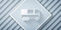 Paper cut Bus icon isolated on grey background. Transportation concept. Bus tour transport. Tourism or public vehicle Royalty Free Stock Photo