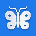 Paper cut Butterfly icon isolated on blue background. Paper art style. Vector Royalty Free Stock Photo