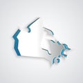 Paper cut Canada map icon isolated on grey background. Paper art style. Vector Royalty Free Stock Photo