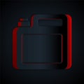 Paper cut Canister for motor machine oil icon isolated on black background. Oil gallon. Oil change service and repair Royalty Free Stock Photo