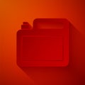 Paper cut Canister for motor machine oil icon isolated on red background. Oil gallon. Oil change service and repair Royalty Free Stock Photo