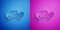 Paper cut Car icon isolated on blue and purple background. Insurance concept. Security, safety, protection, protect Royalty Free Stock Photo