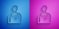 Paper cut Car mechanic icon isolated on blue and purple background. Car repair and service. Paper art style. Vector