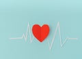 Paper cut of cardiogram of heart rhythm for Valentines Day . Royalty Free Stock Photo