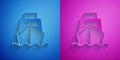 Paper cut Cargo ship with boxes delivery service icon isolated on blue and purple background. Delivery, transportation Royalty Free Stock Photo