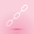 Paper cut Chain link icon isolated on pink background. Link single. Paper art style. Vector Royalty Free Stock Photo