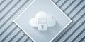 Paper cut Cloud computing lock icon isolated on grey background. Security, safety, protection concept. Protection of Royalty Free Stock Photo