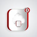 Paper cut Cloud technology data transfer and storage icon isolated on grey background. Paper art style. Vector Royalty Free Stock Photo