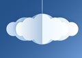 Paper cut clouds set on blue sky background Royalty Free Stock Photo