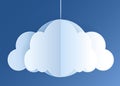 Paper cut clouds set on blue sky background Royalty Free Stock Photo