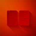 Paper cut The commandments icon isolated on red background. Gods law concept. Paper art style. Vector Illustration