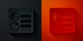 Paper cut Computer api interface icon isolated on black and red background. Application programming interface API