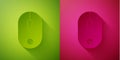 Paper cut Computer mouse icon isolated on green and pink background. Optical with wheel symbol. Paper art style. Vector Royalty Free Stock Photo