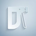 Paper cut Construction stapler icon isolated on grey background. Working tool. Paper art style. Vector Royalty Free Stock Photo