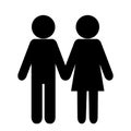 Paper cut couple icon isolated on white background vector Royalty Free Stock Photo