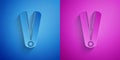 Paper cut Curling iron for hair icon isolated on blue and purple background. Hair straightener icon. Paper art style Royalty Free Stock Photo