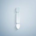 Paper cut Cuticle pusher icon isolated on grey background. Tool for manicure. Paper art style. Vector Royalty Free Stock Photo