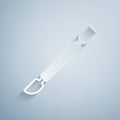 Paper cut Cuticle pusher icon isolated on grey background. Tool for manicure. Paper art style. Vector Royalty Free Stock Photo