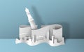 Paper cut 3d city skyline landscape pen concept