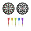 paper cut of dartboard with target icon is isolated for competition and leisure on white background Royalty Free Stock Photo