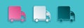 Paper cut Delivery cargo truck vehicle icon isolated on blue background. Paper art style. Vector Royalty Free Stock Photo