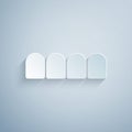 Paper cut Dentures model icon isolated on grey background. Teeth of the upper jaw. Dental concept. Paper art style Royalty Free Stock Photo