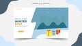 paper cut design for Christmas with snowman Landing page template, web page design concept layout for website backgrounds Royalty Free Stock Photo