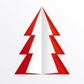 Paper cut design. Christmas tree on a red backdrop Royalty Free Stock Photo