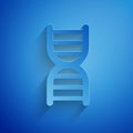 Paper cut DNA symbol icon isolated on blue background. Paper art style. Vector Royalty Free Stock Photo