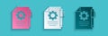 Paper cut Document settings with gears icon isolated on blue background. Software update, transfer protocol, teamwork Royalty Free Stock Photo