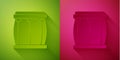 Paper cut Drum icon isolated on green and pink background. Music sign. Musical instrument symbol. Paper art style Royalty Free Stock Photo