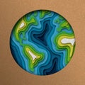 Paper cut earth planet in layered cutout style