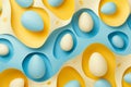 paper cut Easter background. hand made Easter composition with paper in blue and yellow colors Royalty Free Stock Photo