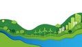 Paper cut of ecology and environment conservation creative idea concept. green eco urban city, nature and world. vector design Royalty Free Stock Photo