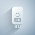 Paper cut Electric boiler for heating water icon isolated on grey background. Paper art style. Vector