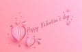 Paper cut elements in shape of heart flying on pink and sweet background for Valentines Royalty Free Stock Photo