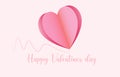 Paper cut elements in shape of heart flying on pink and sweet background. Royalty Free Stock Photo