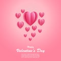 Paper cut elements in shape of heart on pink background. Royalty Free Stock Photo