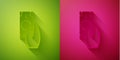 Paper cut Fast payments icon isolated on green and pink background. Fast money transfer payment. Financial services