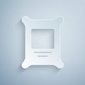 Paper cut Fertilizer bag icon isolated on grey background. Paper art style. Vector Royalty Free Stock Photo