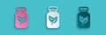 Paper cut Fertilizer bottle icon isolated on blue background. Paper art style. Vector