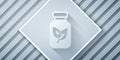 Paper cut Fertilizer bottle icon isolated on grey background. Paper art style. Vector