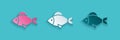 Paper cut Fish icon isolated on blue background. Paper art style. Vector Royalty Free Stock Photo